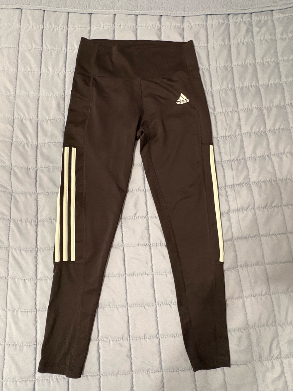 adidas Black Leggings with White Side Stripes